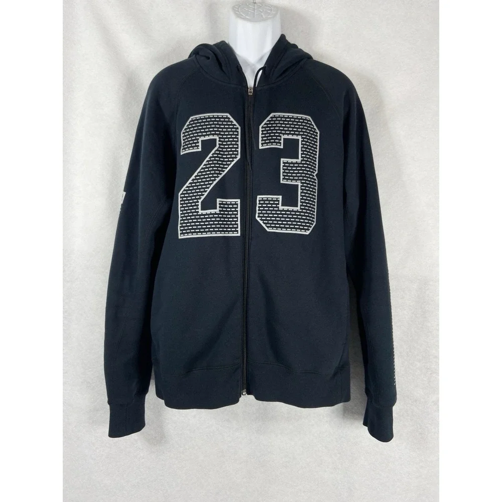 Air Jordan Hoodie Men's Large Black Full Zip Graphic 23 Long Sleeve Sweatshirt